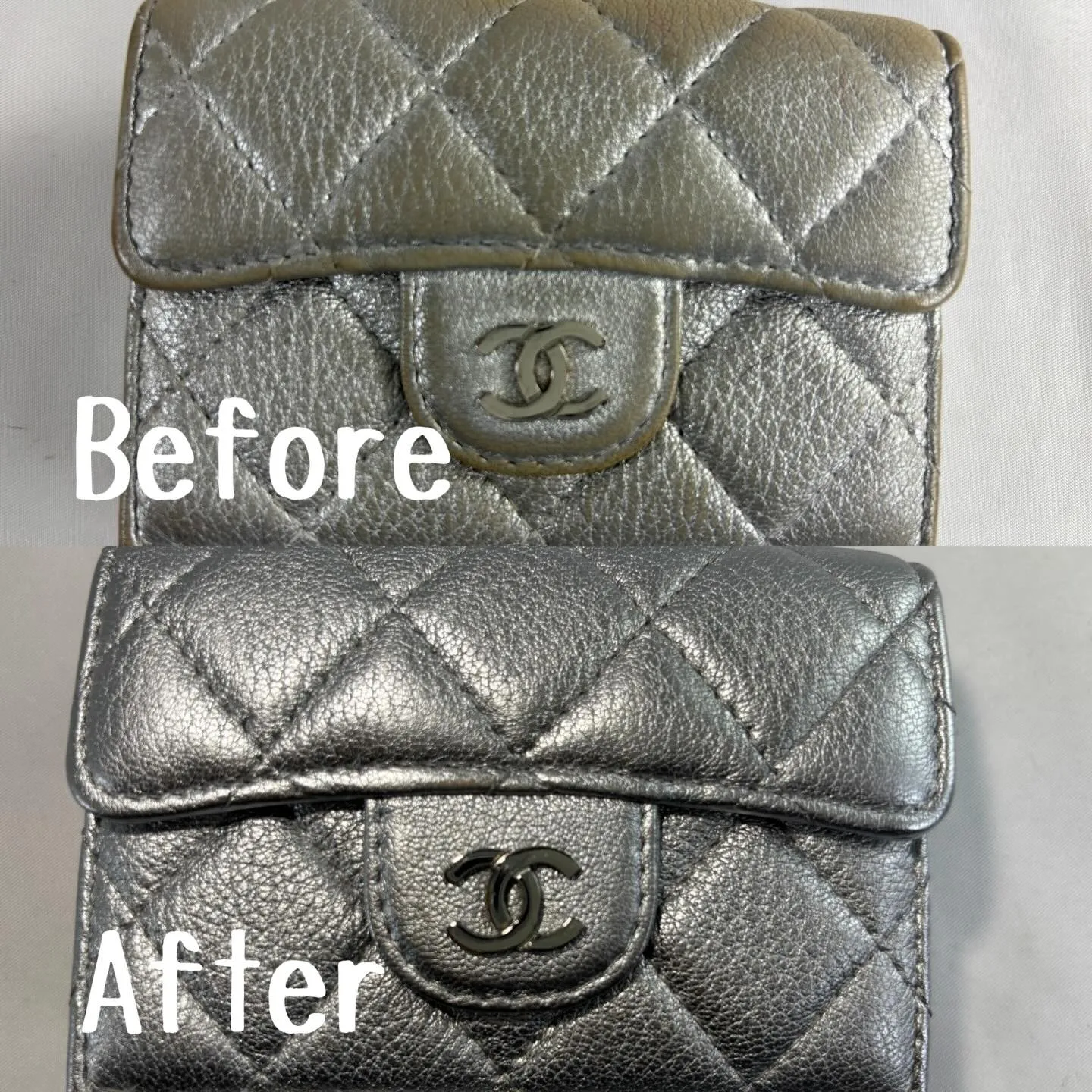 シャネルシルバー財布膜を復活させる、革修理専門店レシッズ