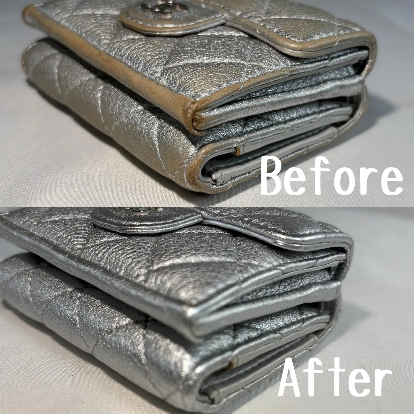 シャネルシルバー財布膜を復活させる、革修理専門店レシッズ